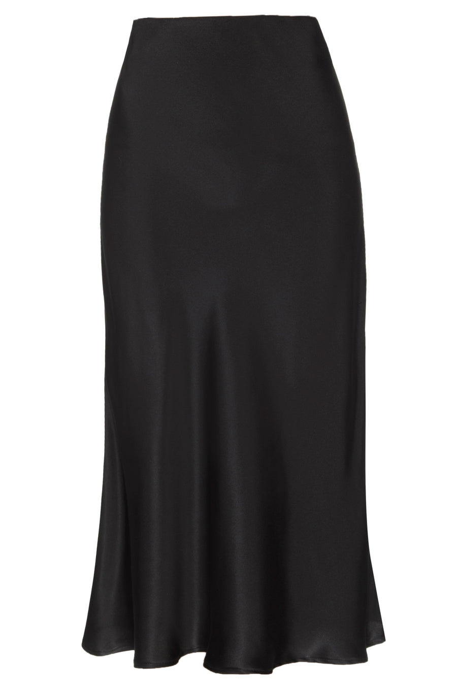 Silk Charmeuse 'Katie' Bias Skirt: Black