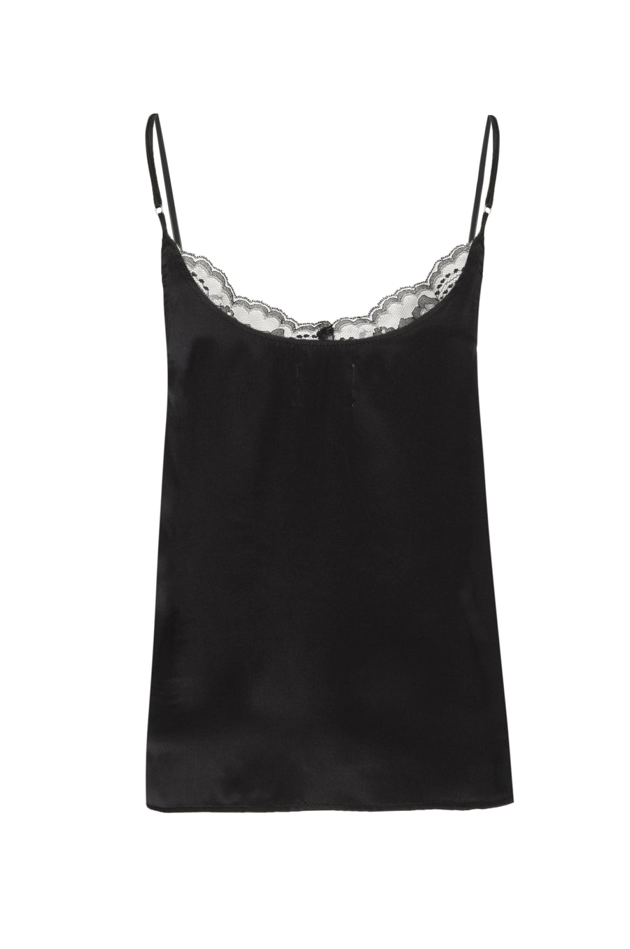 Silk Charmeuse 'August' Tank with Lace: Black