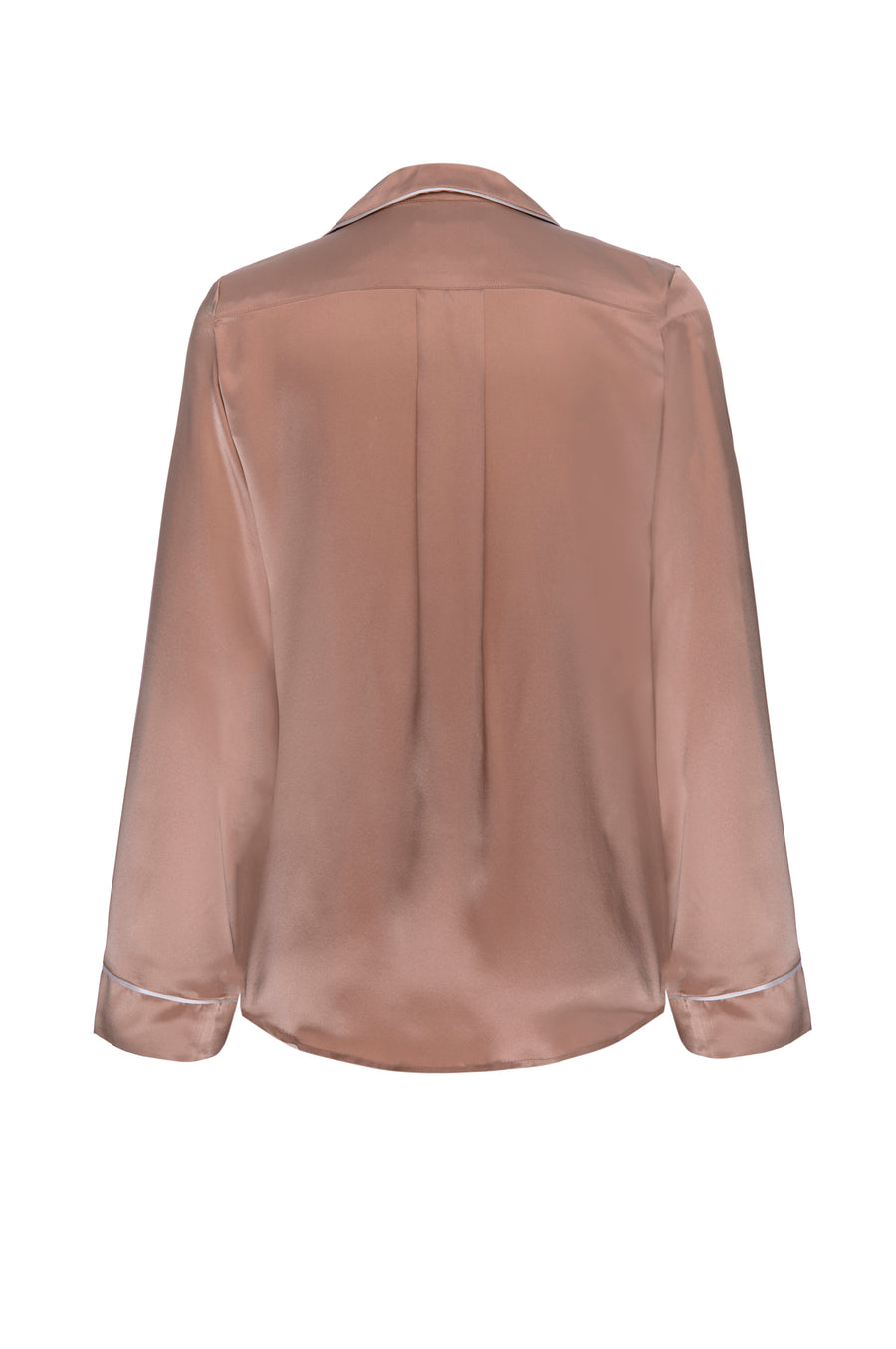 Silk Charmeuse Long Sleeved Top: Apricot