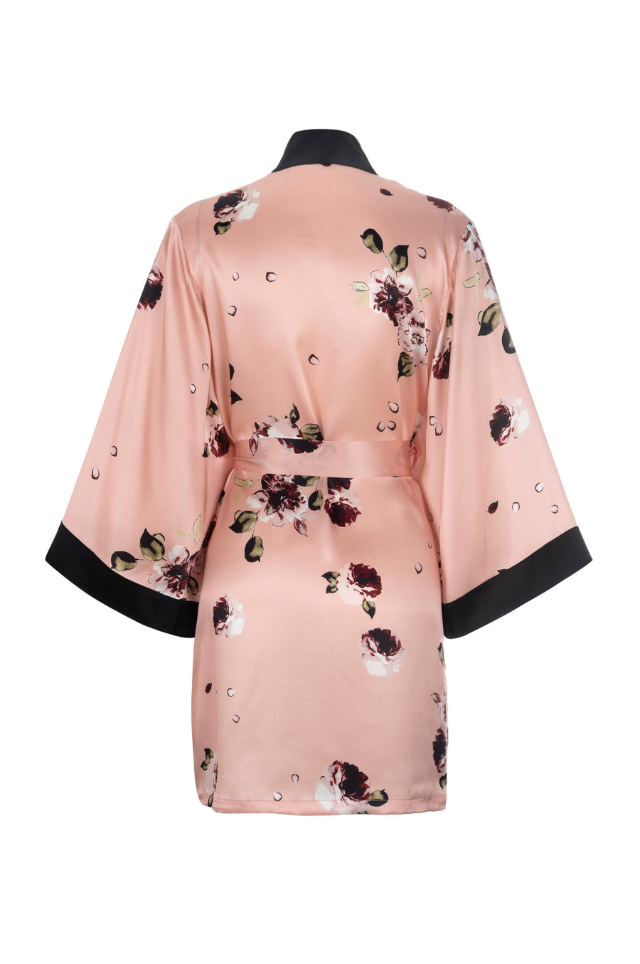 NEW Silk Charmeuse Short Robe: Blush Floral Print