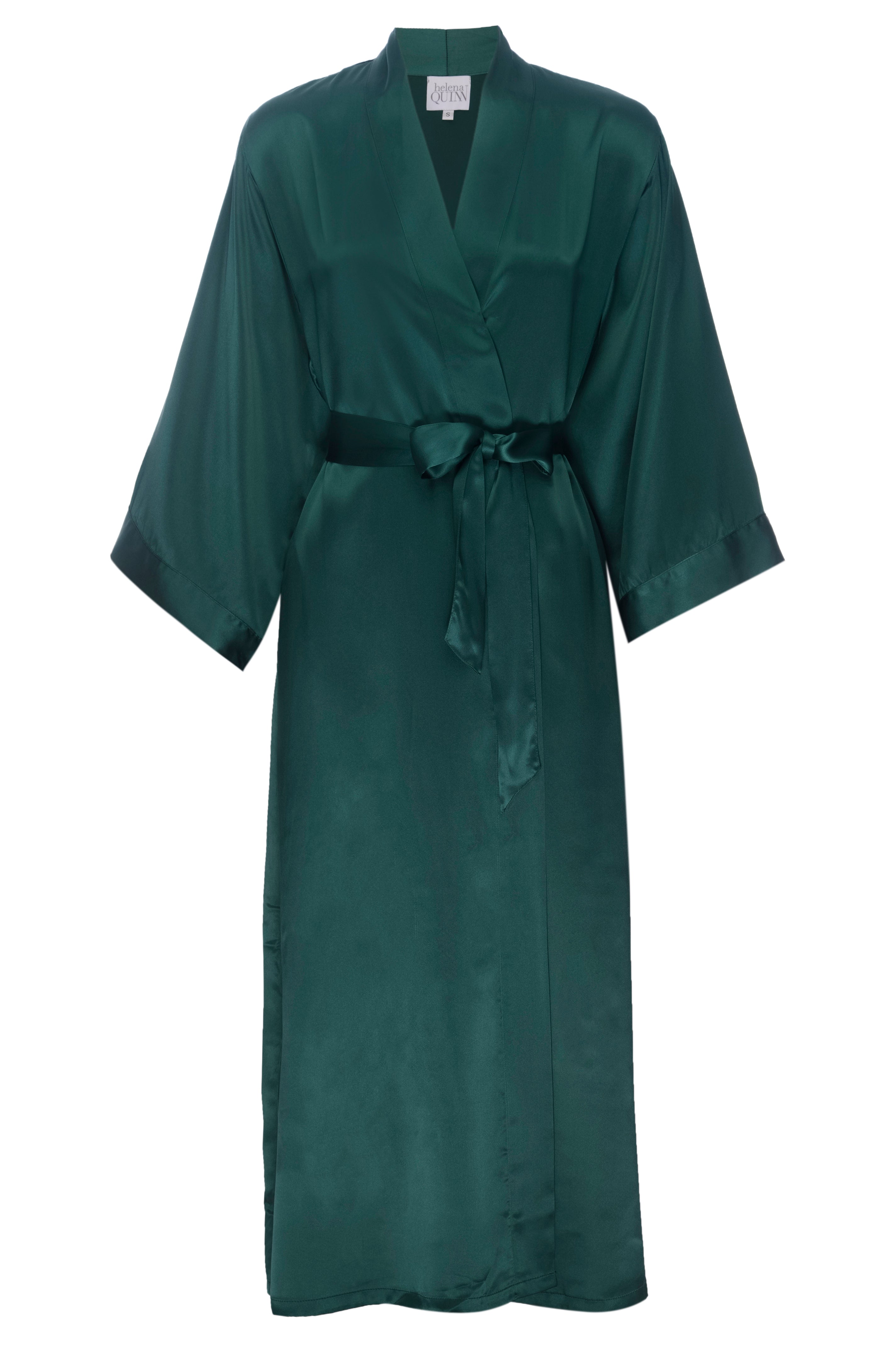 Silk Charmeuse Long Silk Robe: Emerald Green Helena Quinn Silk Charmeuse Long Silk Robe: Emerald Green Helena Quinn