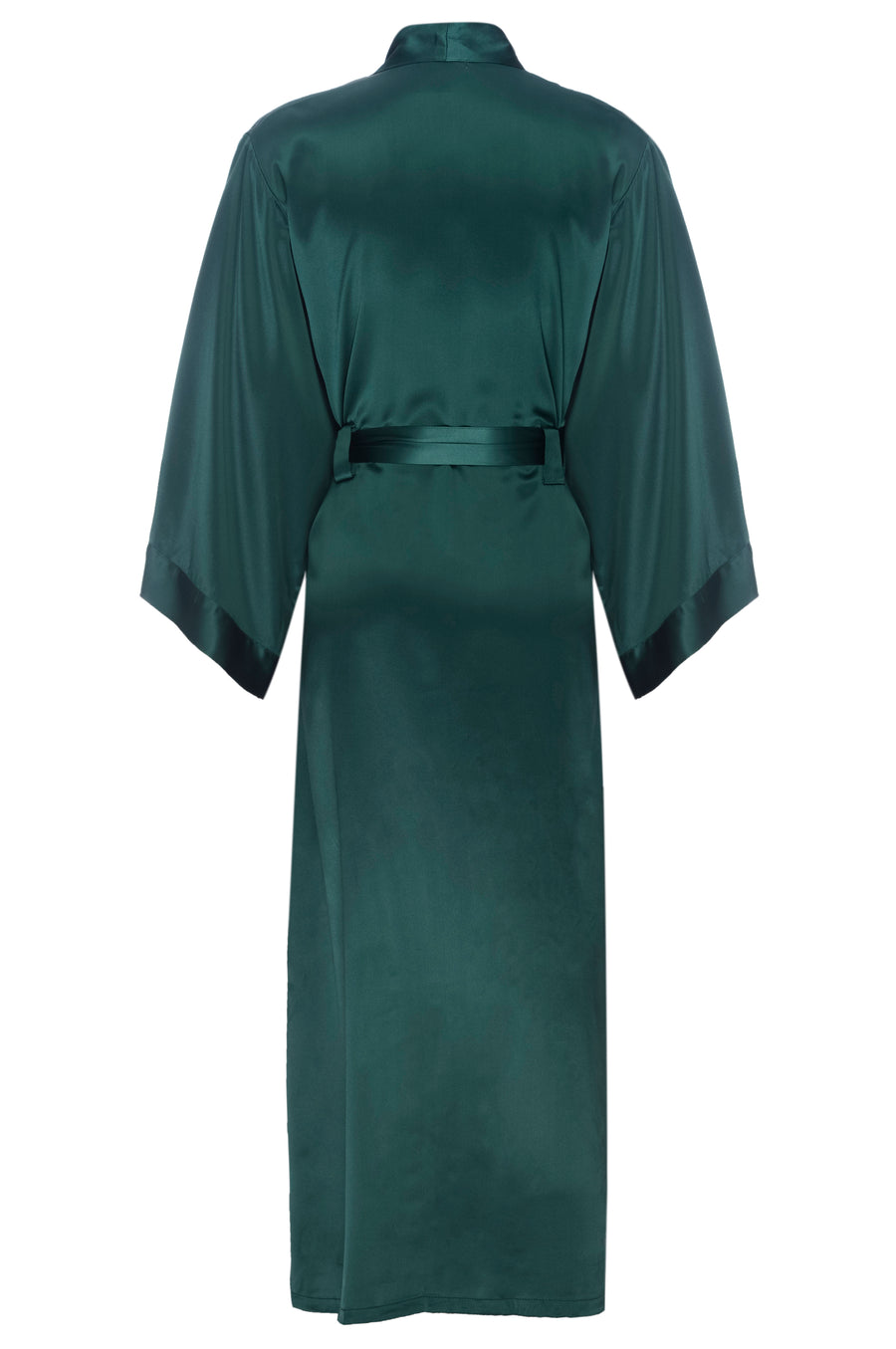 Silk Charmeuse Long Silk Robe:  Emerald Green