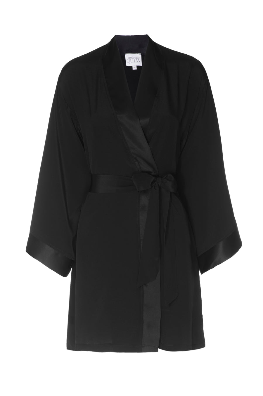 Black Silk Kimono Robe- Helena Quinn