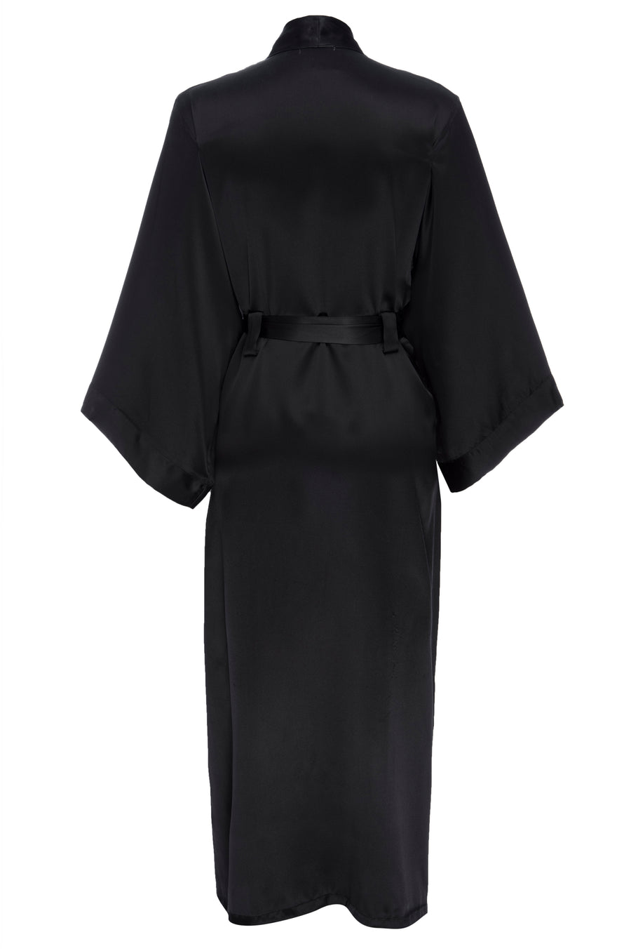 Silk Charmeuse Long Silk Robe: Black – Helena Quinn