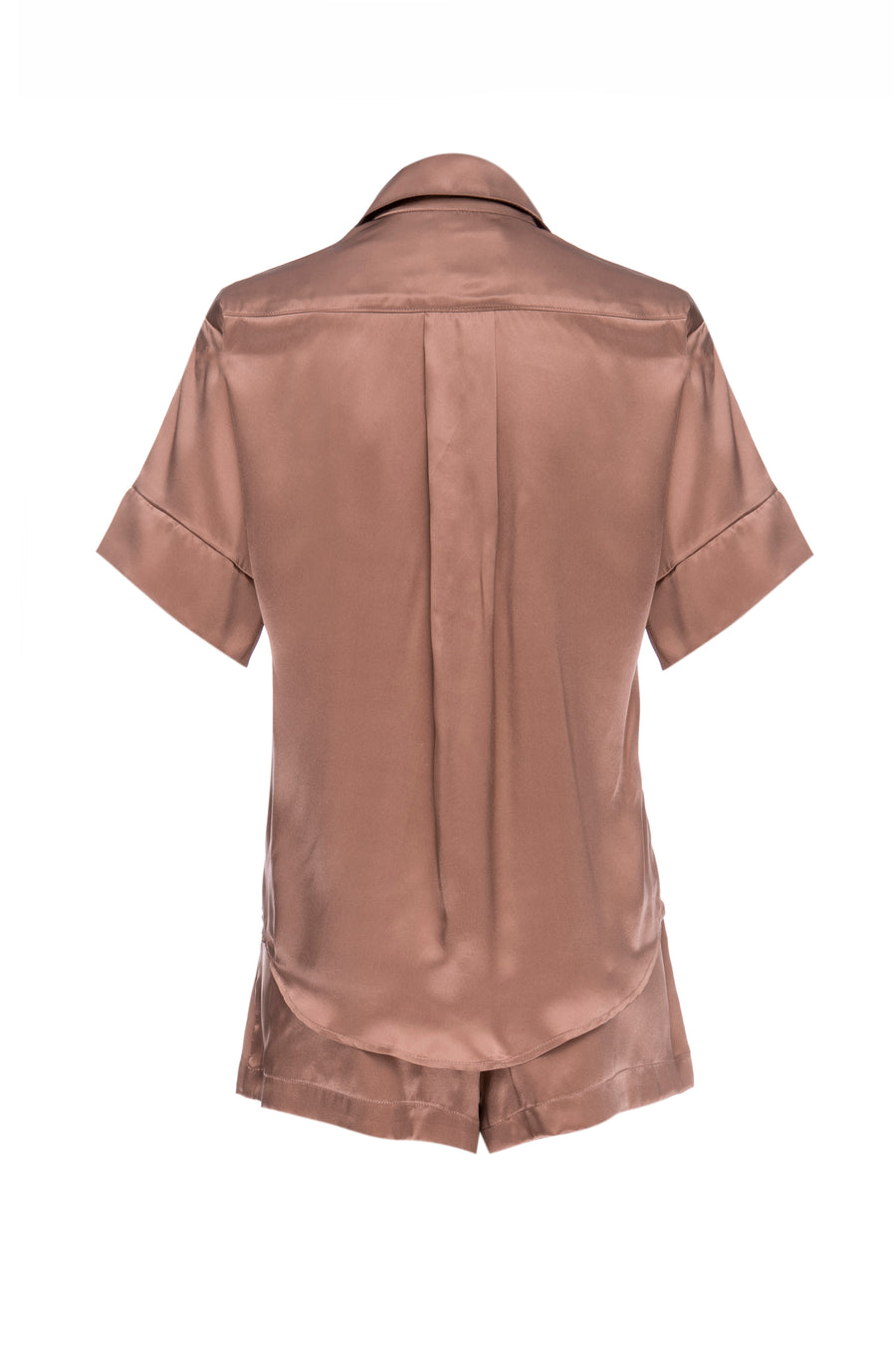 Silk Charmeuse Short Sleeved Top: Apricot