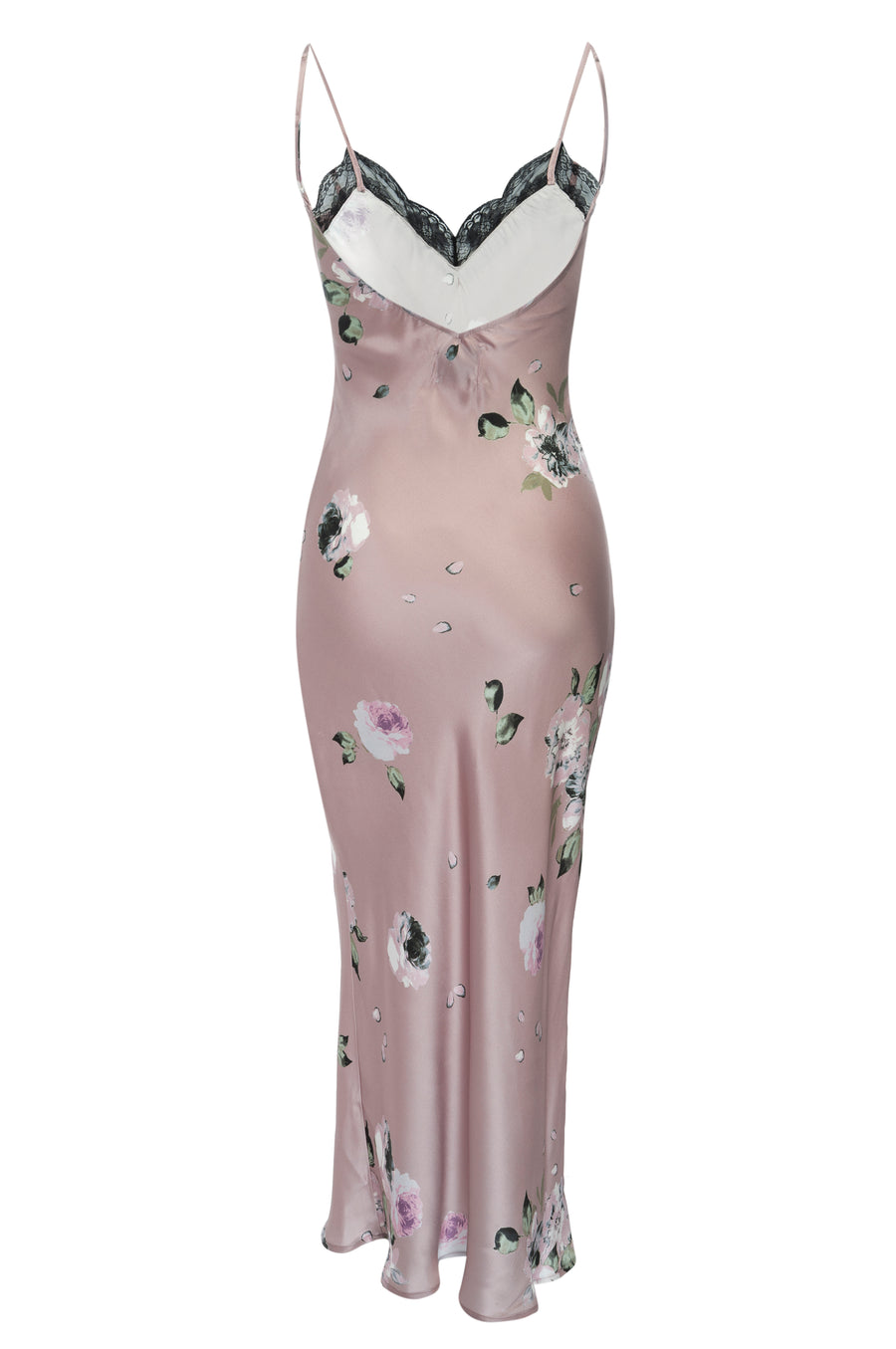 Silk Charmeuse 'Katie' Bias Slip: Champagne Floral Print