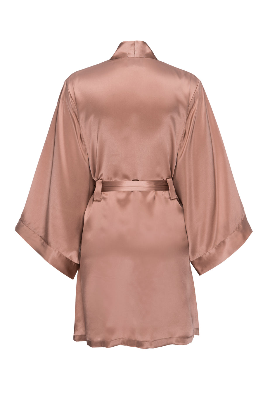 Silk Charmeuse Short Silk Robe:  Apricot