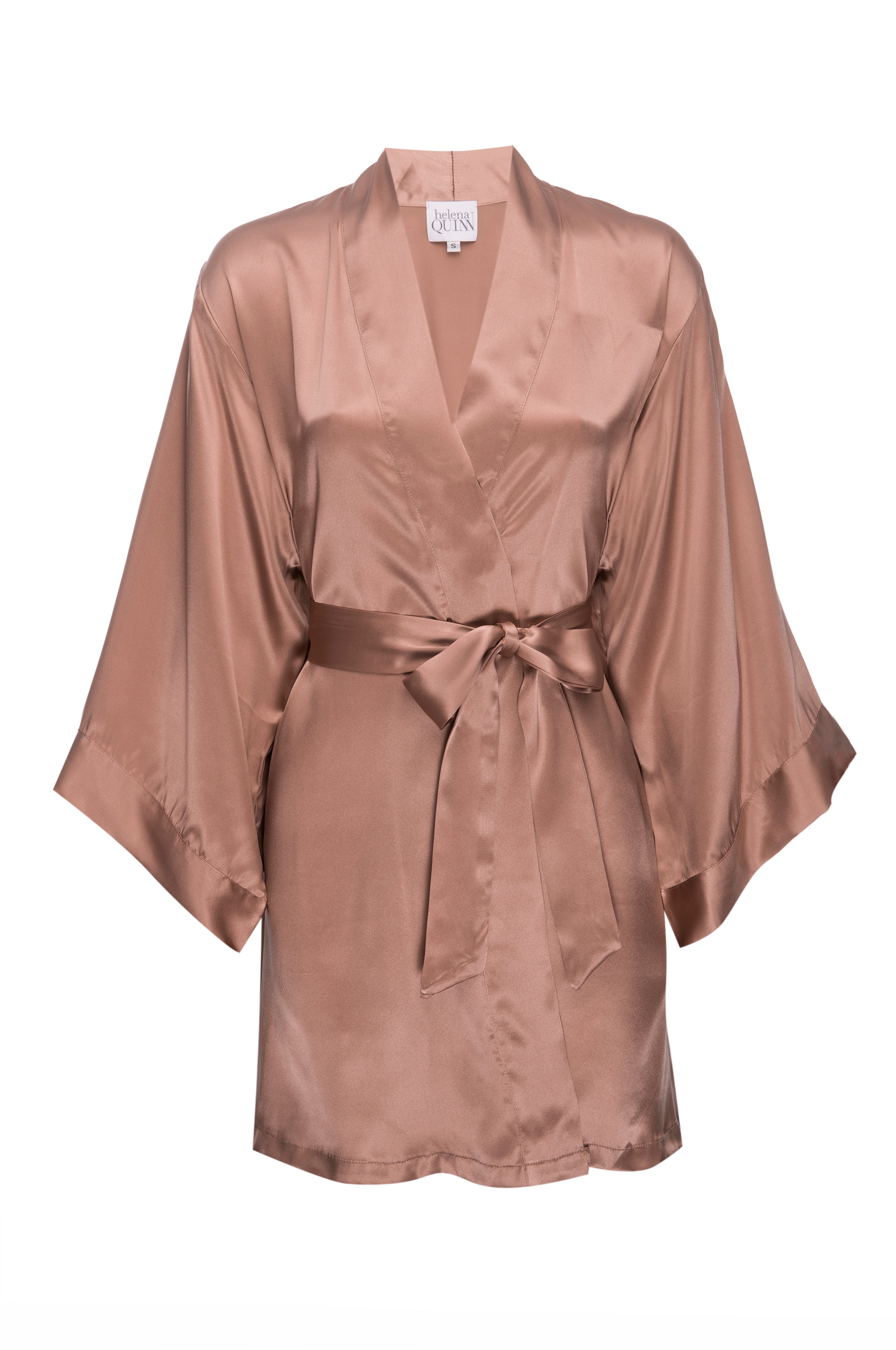 Silk Charmeuse Short Silk Robe: Apricot – Helena Quinn