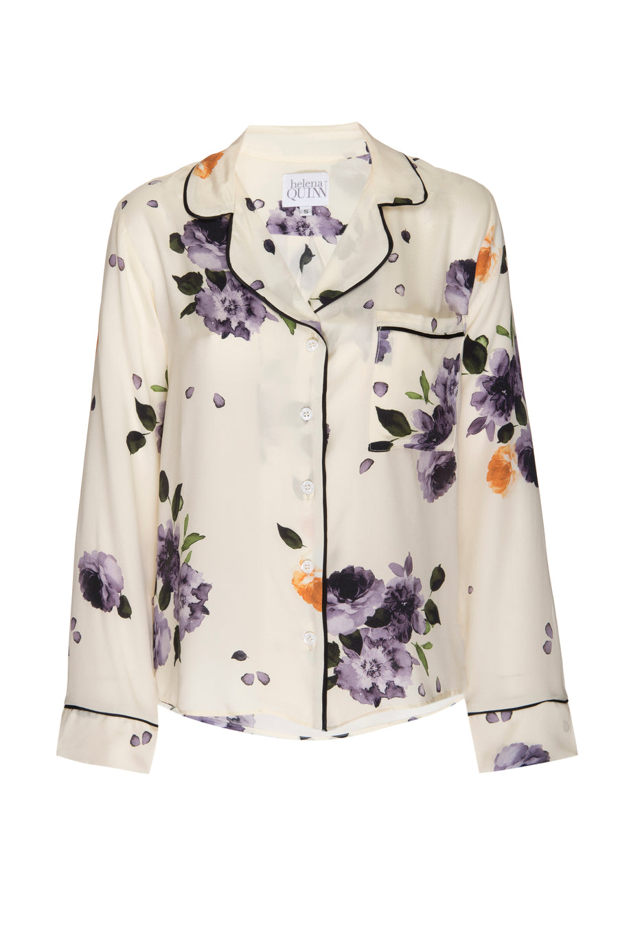 Silk Long Sleeved PJ Top: Garden Floral Print