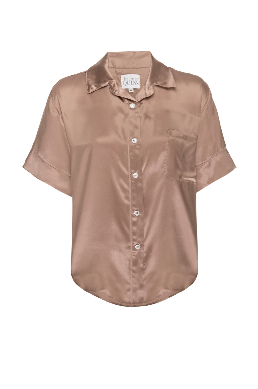 Silk Charmeuse Short Sleeved Top: Apricot