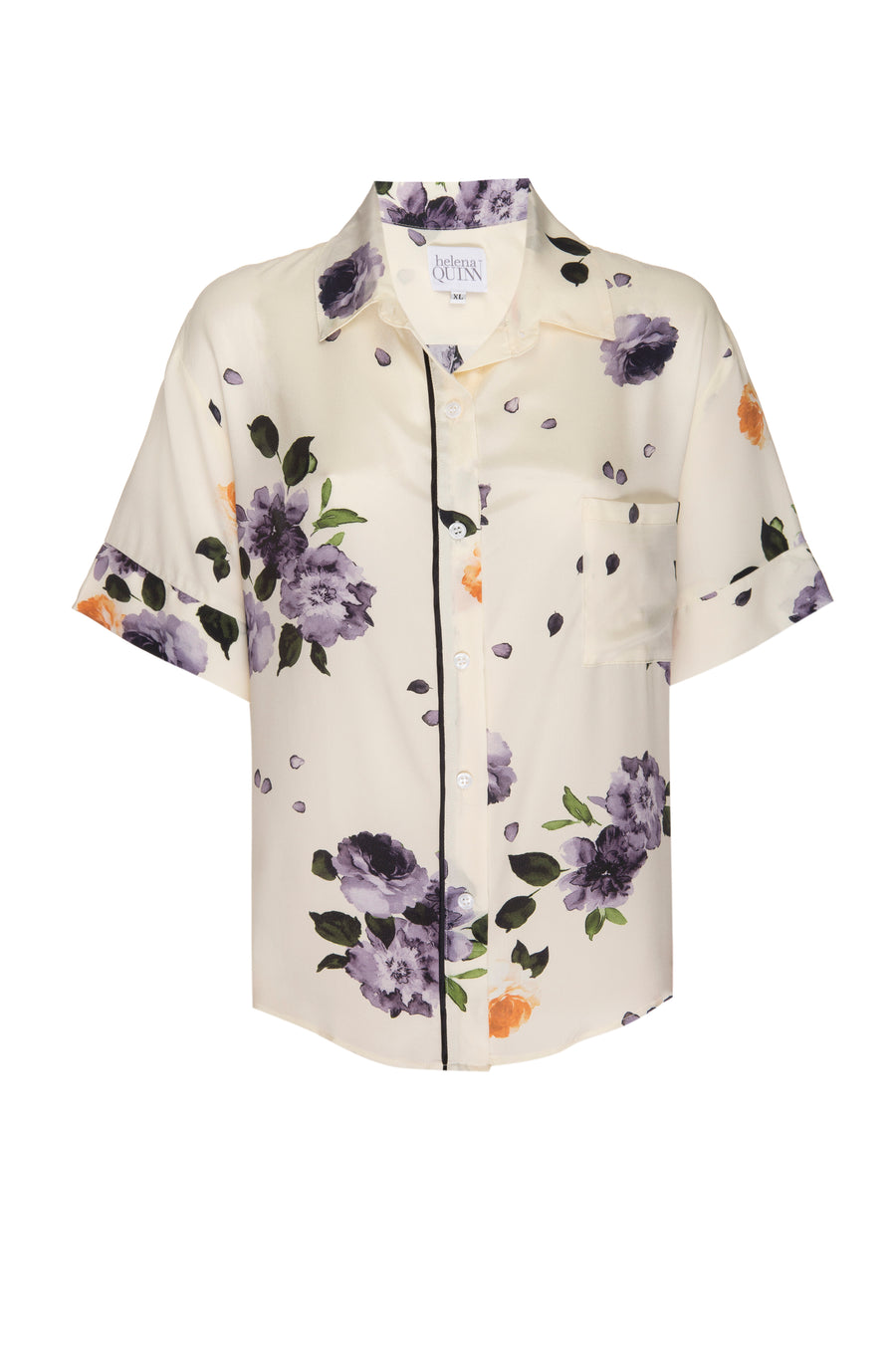 Silk  Short Sleeved PJ Top: Garden Floral Print