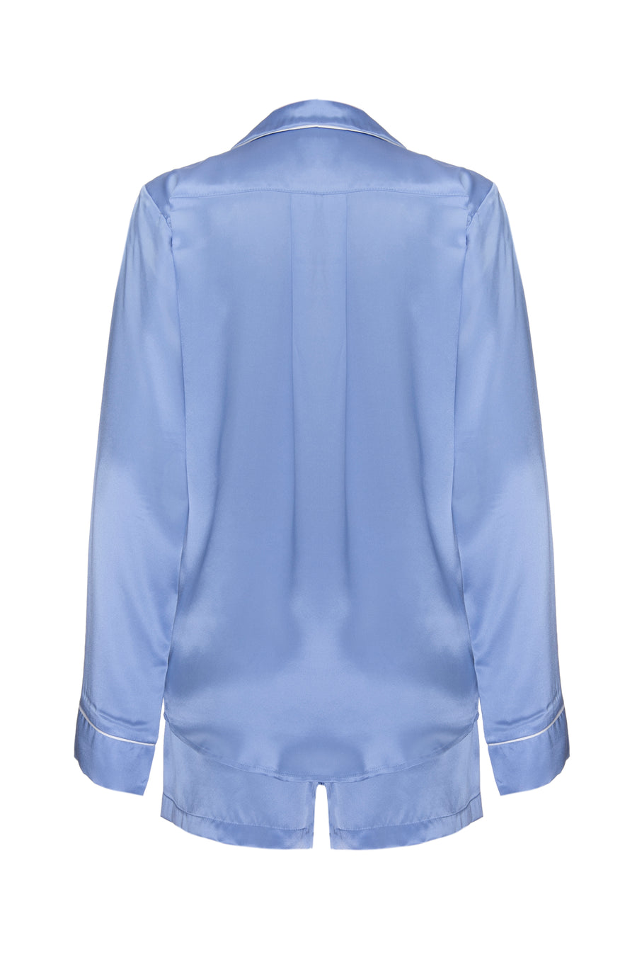 Silk Charmeuse Long Sleeved PJ Top: Sky Blue