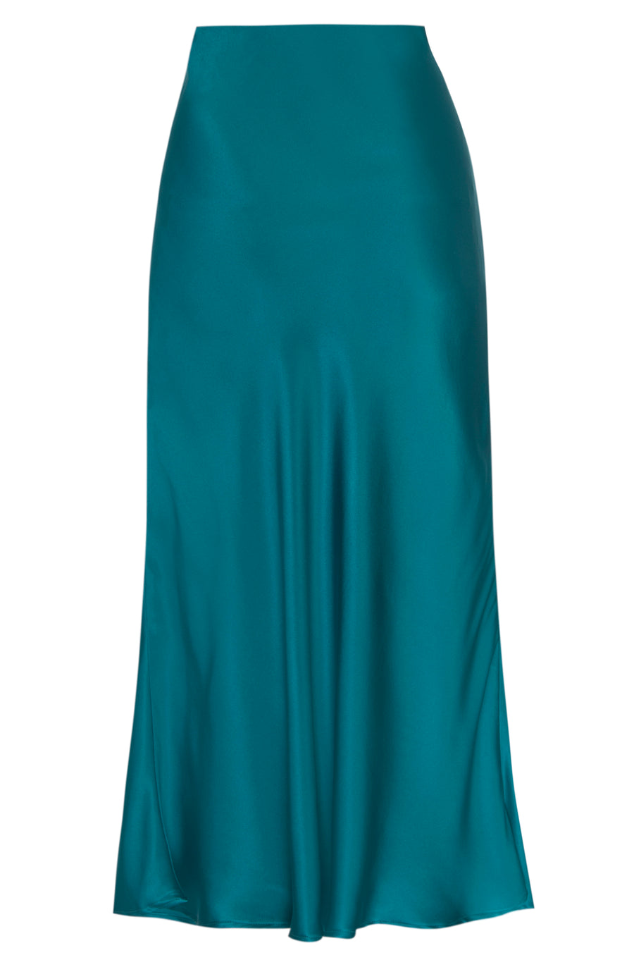 Silk Charmeuse 'Katie' Bias Skirt: Emerald