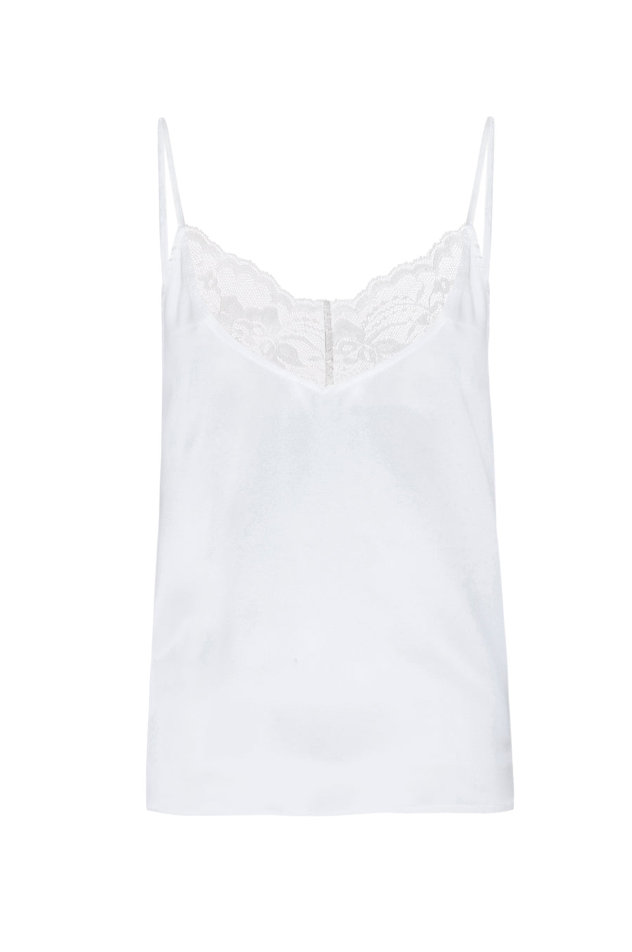 Silk Charmeuse 'August' Tank with Lace: Ivory