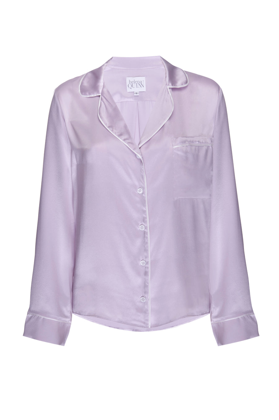 Silk Charmeuse Long Sleeved PJ Top: Lilac