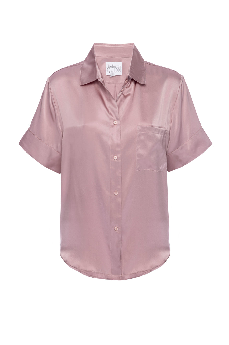 Silk Charmeuse Short Sleeved Top: Rose Gold