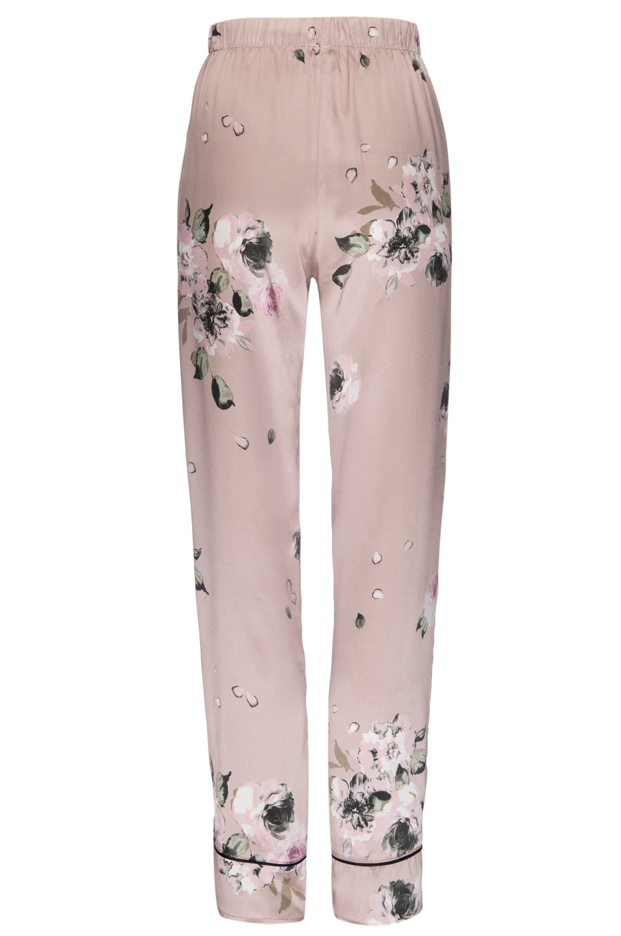 Silk Charmeuse PJ Pants: Champagne Floral Print