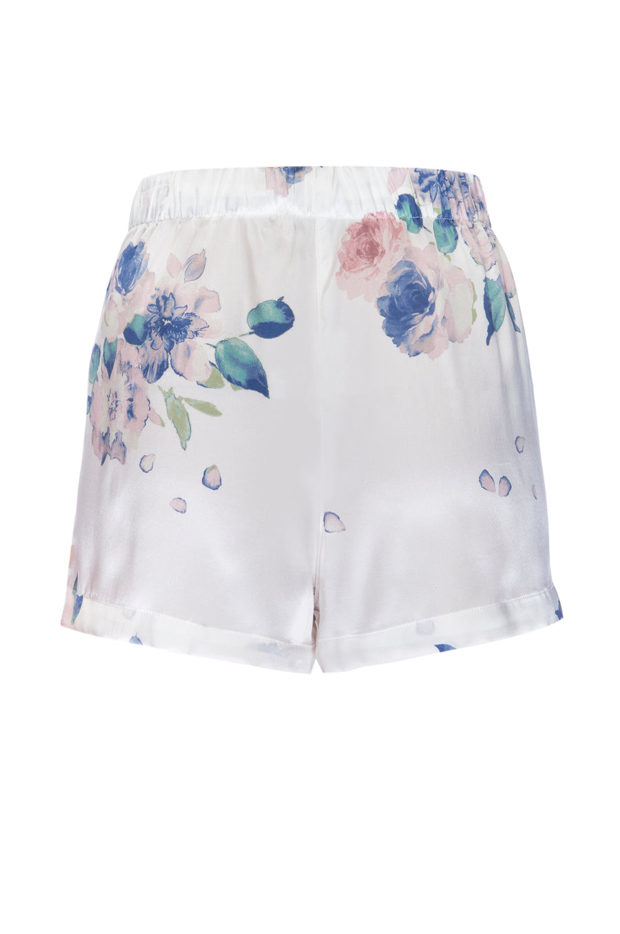 Silk Charmeuse PJ Shorts: Ivory Floral Print