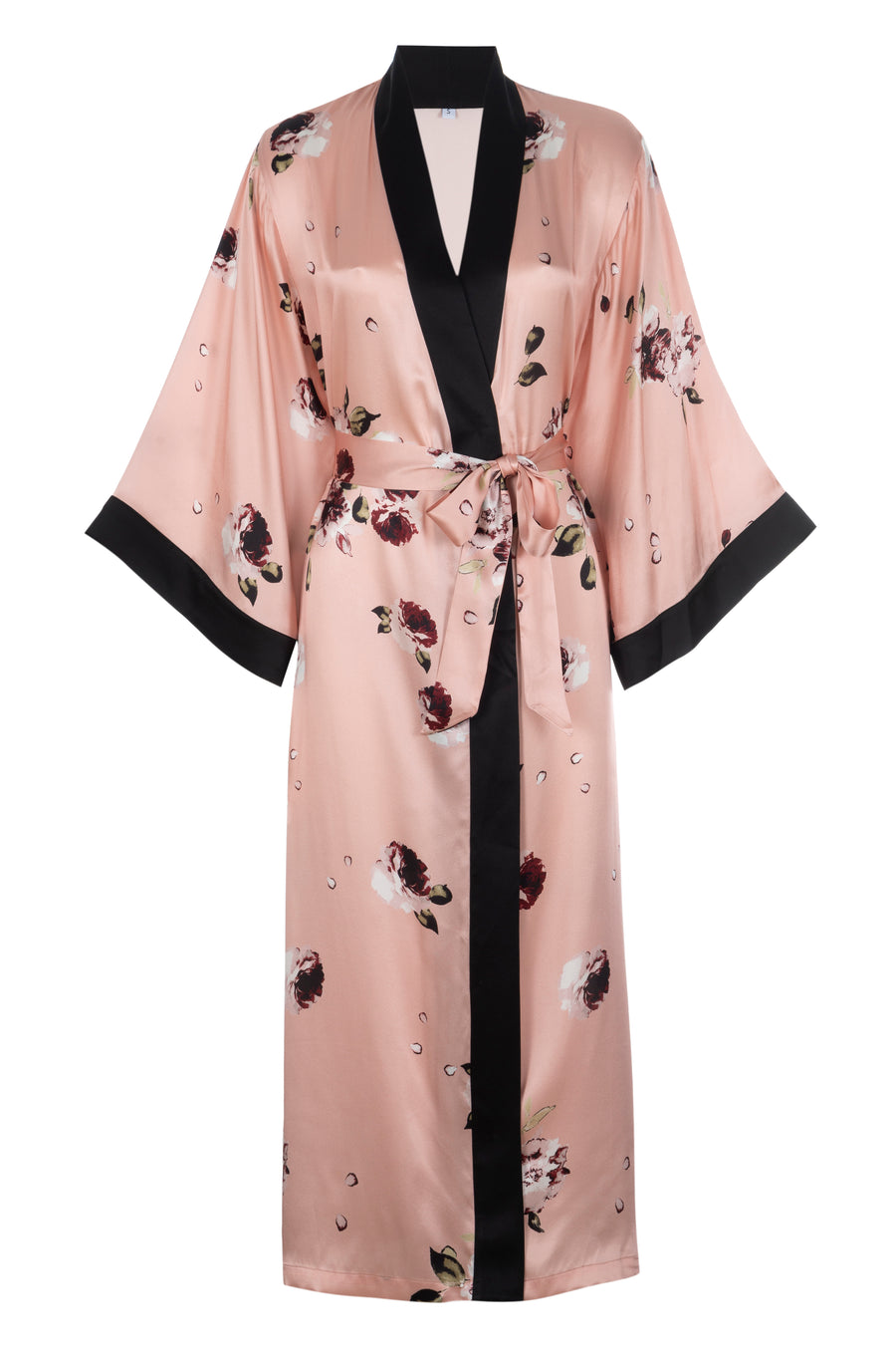 NEW: Silk Charmeuse Long Silk Robe: Blush Floral Print