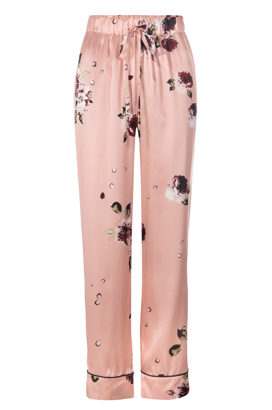 NEW Silk Charmeuse PJ Pants: Blush Floral Print