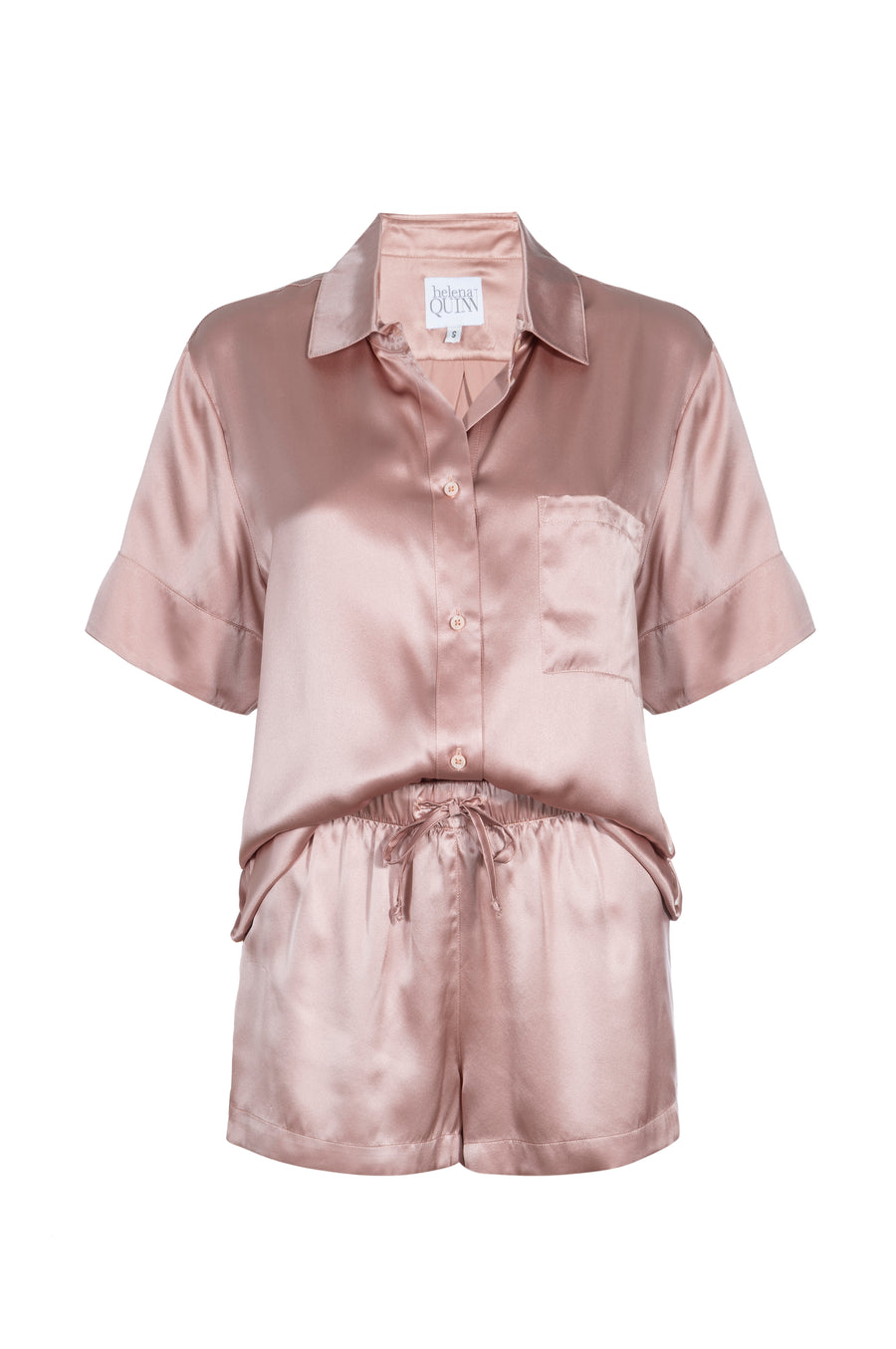 Silk Charmeuse Short Sleeved Top: Rose Gold