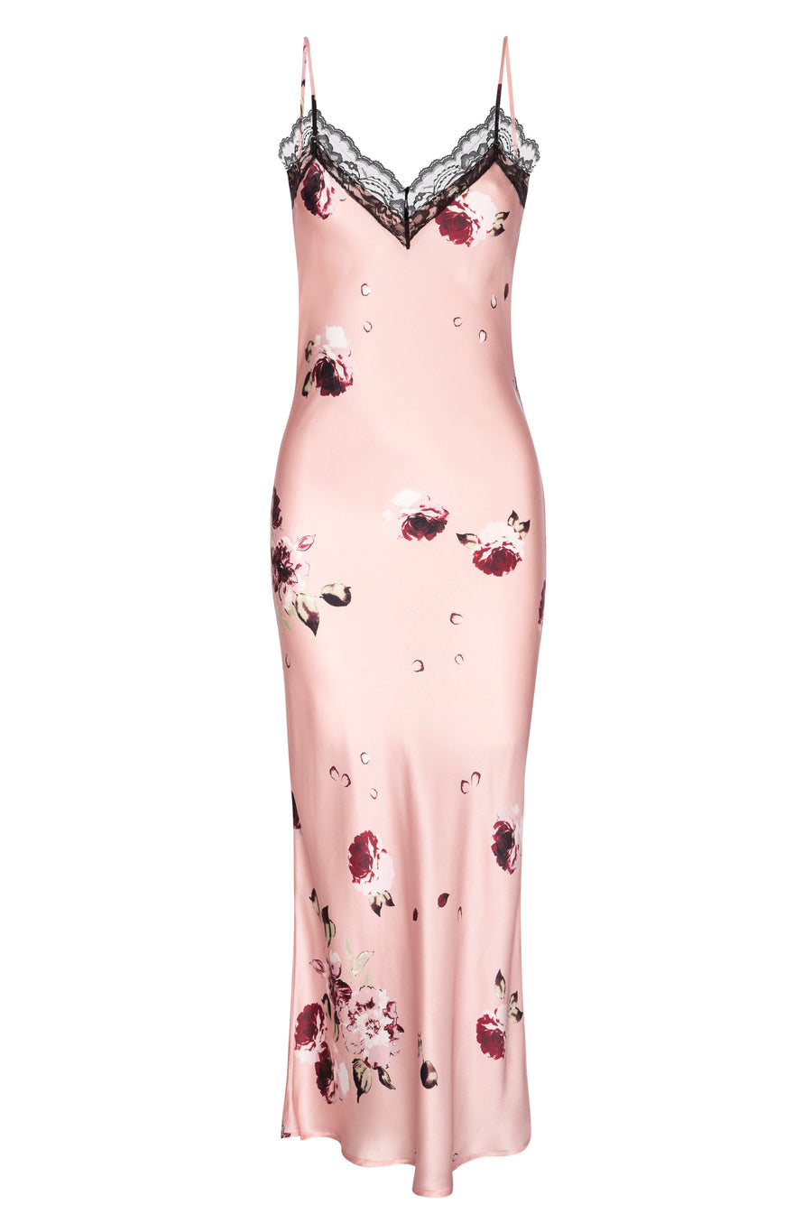 Silk 'Katie' Bias Slip: Blush Rose Print