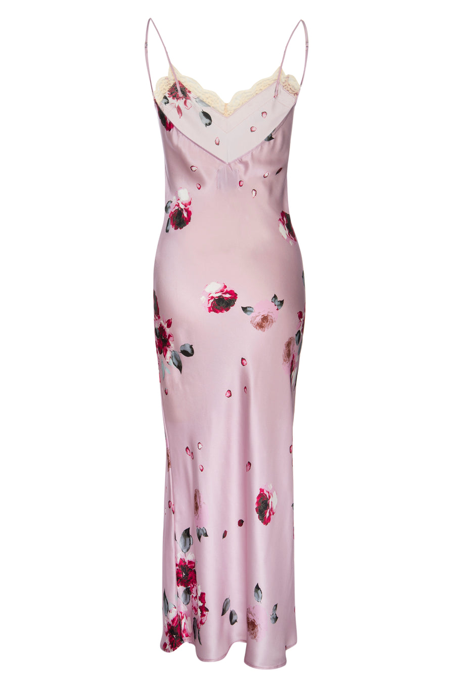 Silk 'Katie' Bias Slip: Blush and Crimson Rose Print