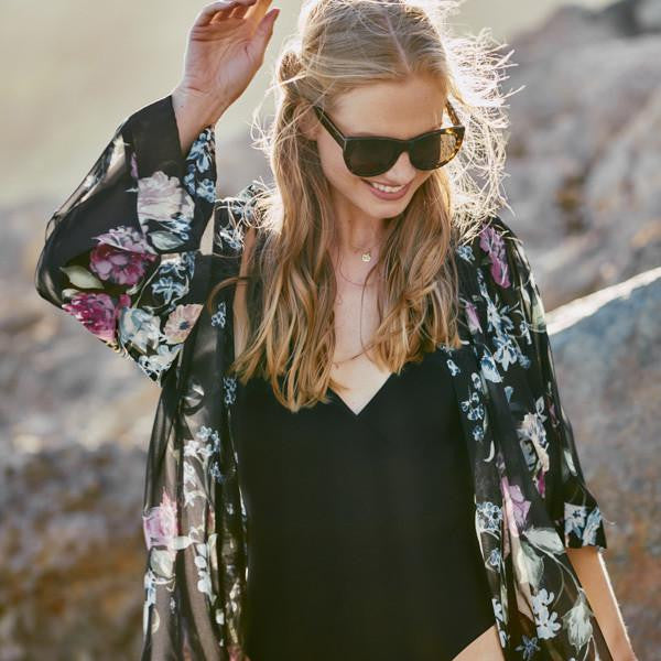 Sheer Dark Floral Robe