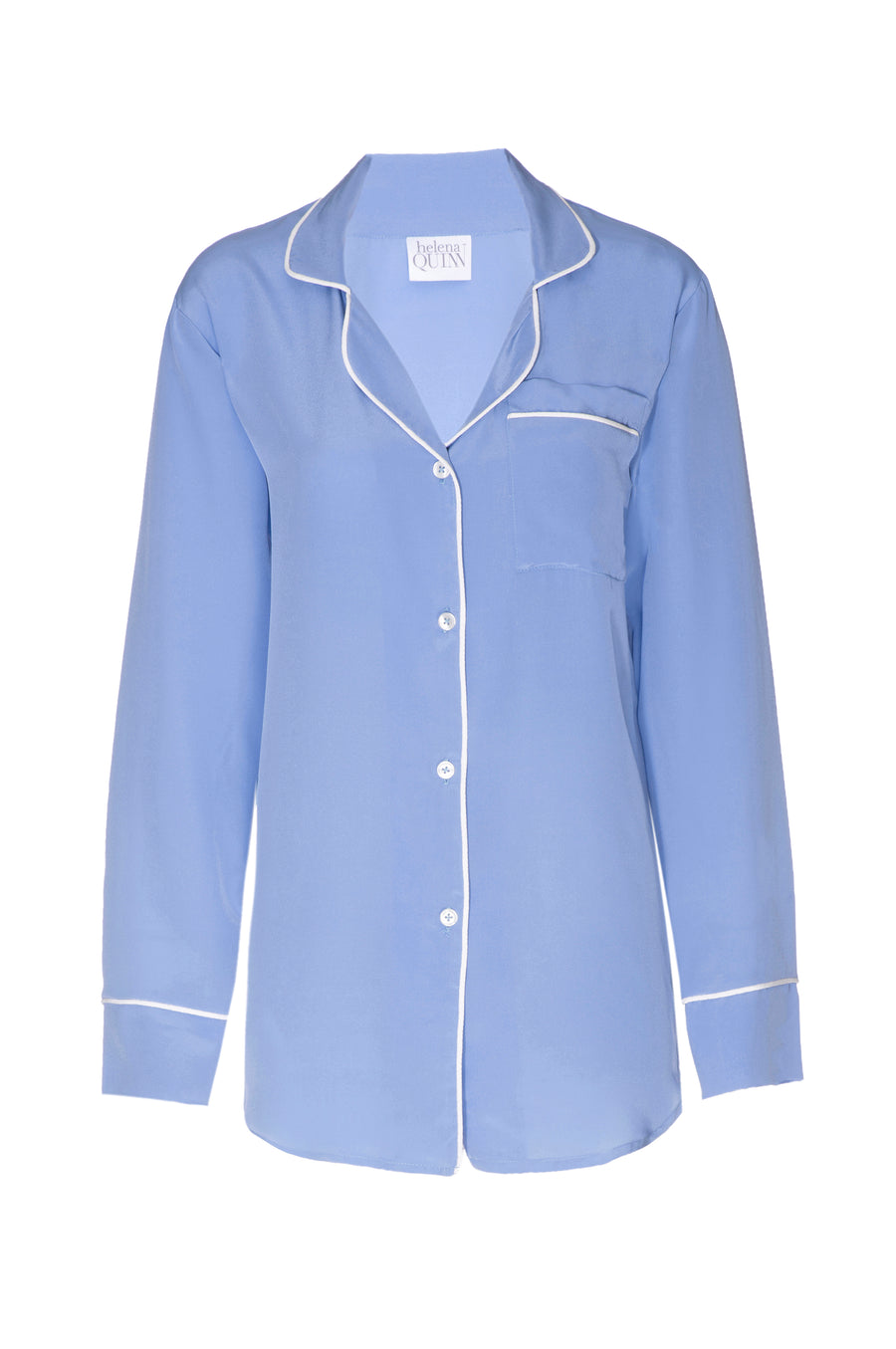 Silk Boyfriend Shirt: Ice Blue